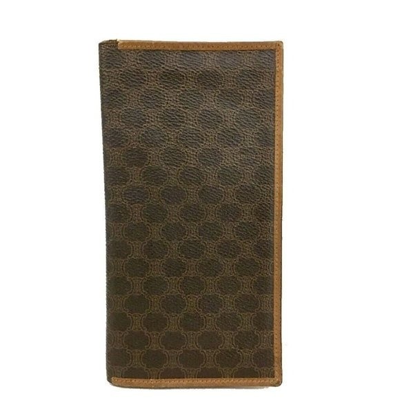 Celine Macadam Brown Leather Long Wallet Bifold EUC - Picture 1 of 8